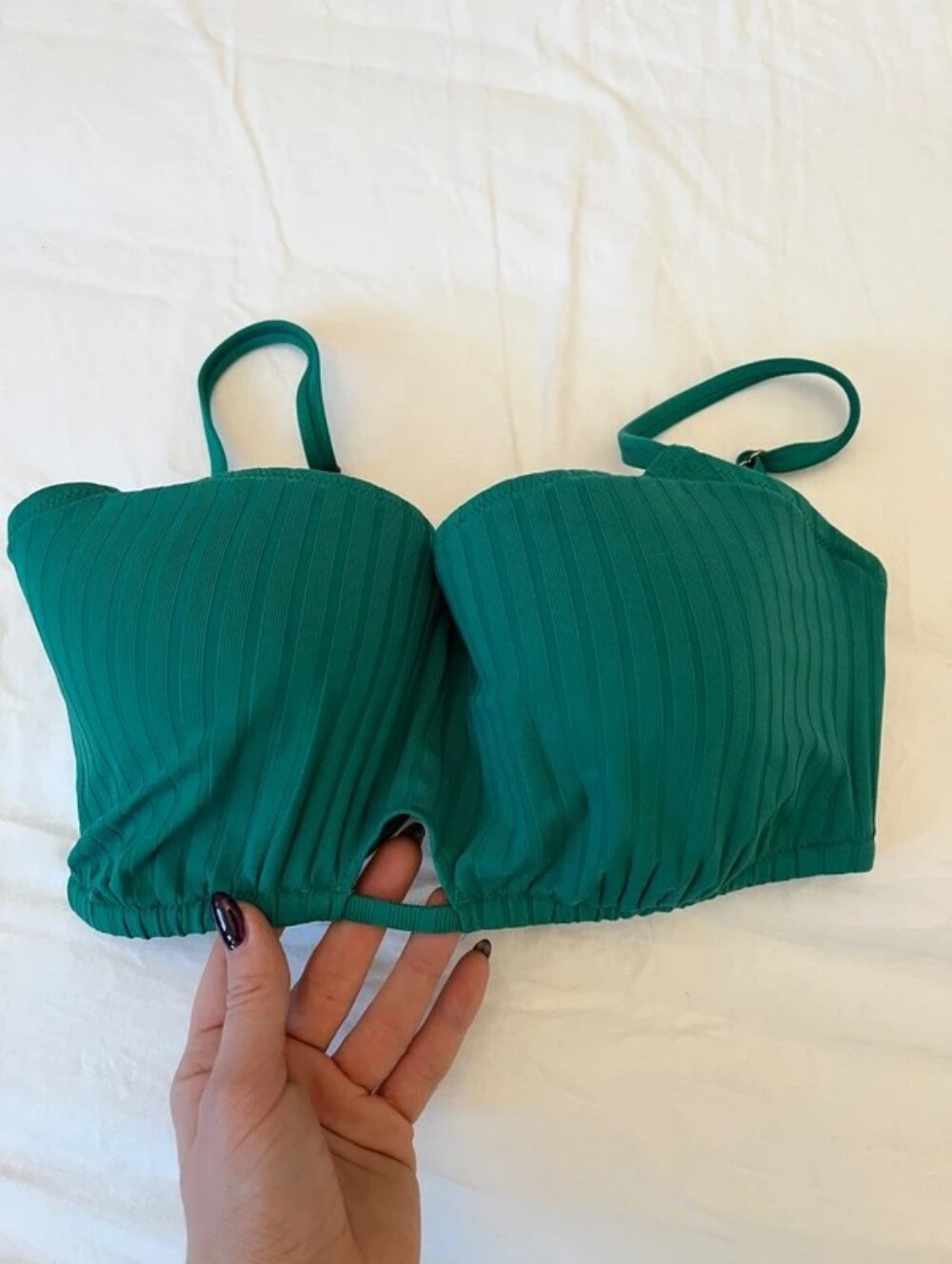 Shade & Shore Powder Blue Ribbed Ruffle Bikini
